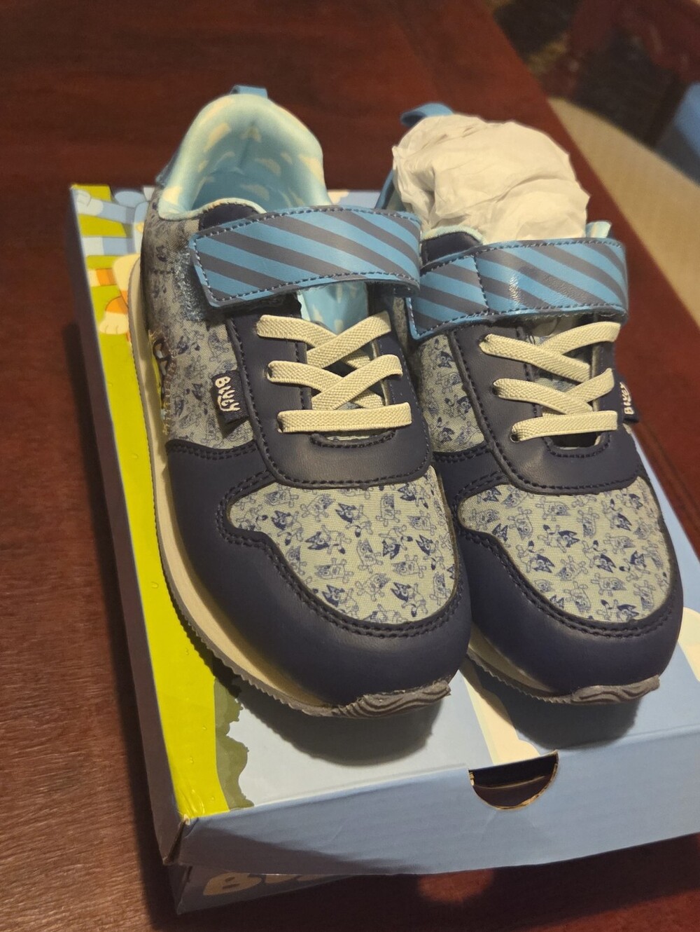 Kids Boys Bluey Patterned Athletic Sneakers with Hook-and-Loop Strap Size 1